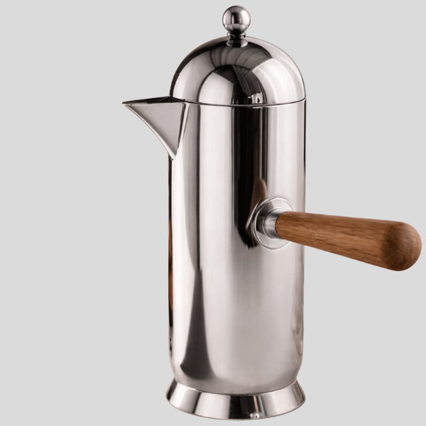 Nordvik Stainless Steel French Press – Premium Coffee Maker Wood Handle Polished Metal Espresso Pot Kitchen