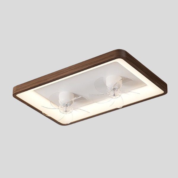 Breeze Walnut Ceiling Fan Light – LED Flush Mount Wood Frame Decorative Lighting Living Room Bedroom