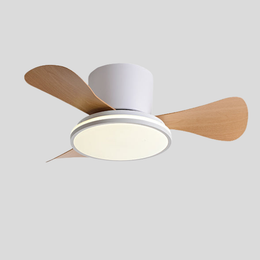 Breva Flush Mount Ceiling Fan – LED Light Integrated Modern Low Profile Wood Blade Bedroom Living Room