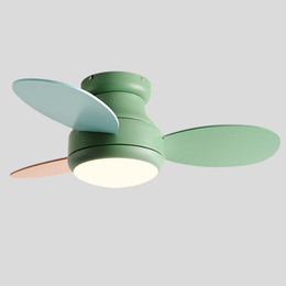 Verdien Flush Mount Ceiling Fan – Modern Low Profile LED Light Bedroom Living Room Green