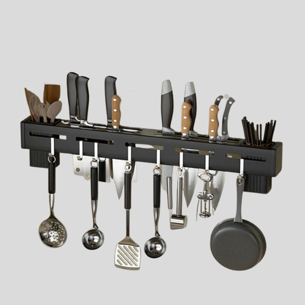 Calvex Wall Mounted Knife Rack – Kitchen Utensil Organizer Storage Holder Magnetic Stainless Steel Black
