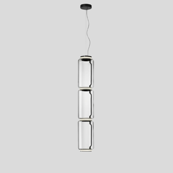 Triluxe Glass Pendant Light – Modern Cylinder Pendant Lighting Fixture Kitchen Island Dining Room