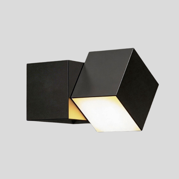 Hexaro Cube Wall Sconce – Modern Black Geometric LED Adjustable Decorative Lighting Bedroom Living Room