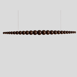 Perlan Linear Pendant Light – LED Wood Sphere Chandelier Dining Room Kitchen Island Modern