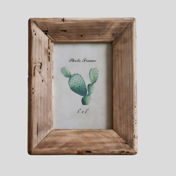 Barnwell Rustic Photo Frame – Reclaimed Wood Picture Frame 5x7 Farmhouse Tabletop Desktop Display