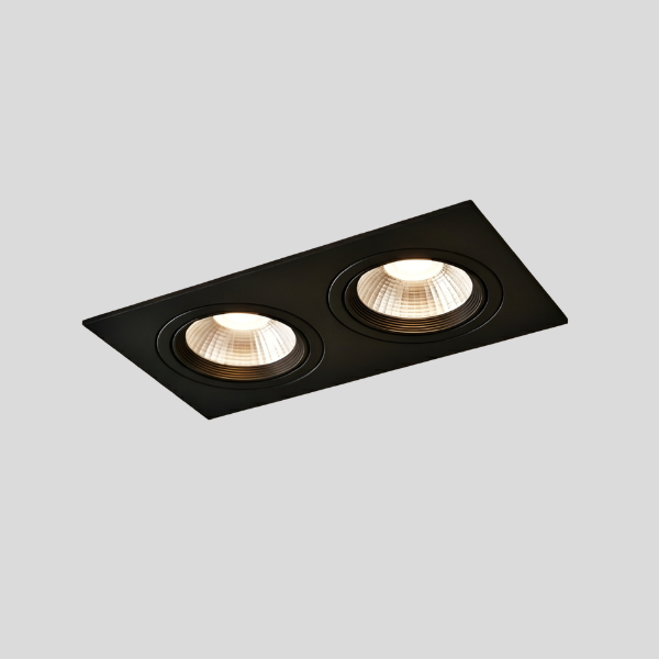 Noctis Twin Recessed Ceiling Light – LED Spotlight Downlight Modern Black Adjustable Trim