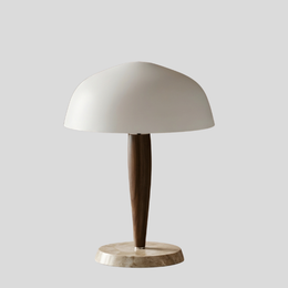 Valen Walnut Marble Table Lamp – Modern Wood Dome Shade Decorative Lighting Living Room Bedroom Desk