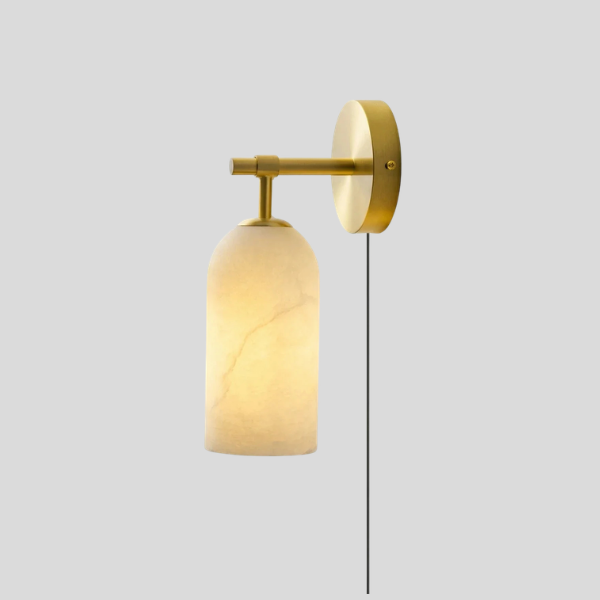 Caldex Marble Wall Sconce – Alabaster Glass Brass Modern Bedroom Living Room Decorative Lighting
