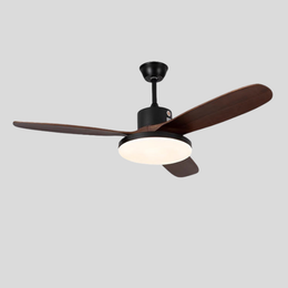 Hexton Modern Ceiling Fan – LED Integrated Light Wood Blade Black Finish Living Room Bedroom Decorative Lighting