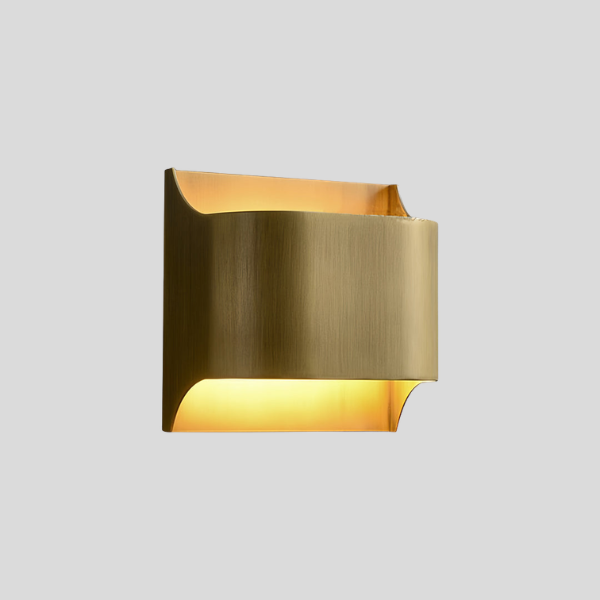Veritas Wall Sconce – Modern Brushed Brass Curved LED Wall Light Bedroom Living Room Decorative Lighting