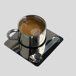 Axiom Coffee Ritual Set – Stainless Steel Espresso Cup Saucer Spoon Modern Kitchen Barware Serving