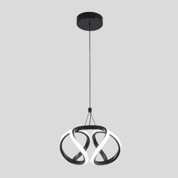 Vortex Ribbon Pendant Light – LED Modern Decorative Lighting Dining Room Kitchen Island Black Twisted