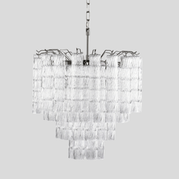 Cascara Tiered Chandelier – Glass Crystal Pendant Light Dining Room Living Room Decorative Lighting