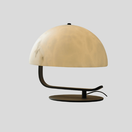 Hikari Dome Table Lamp – Modern Marble Glass Shade Black Metal Base Bedroom Living Room Decorative Lighting