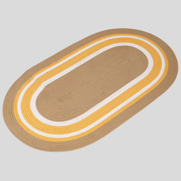 Amberwave Oval Area Rug – Braided Jute Kitchen Bedroom Living Room Farmhouse Striped Runner Mat