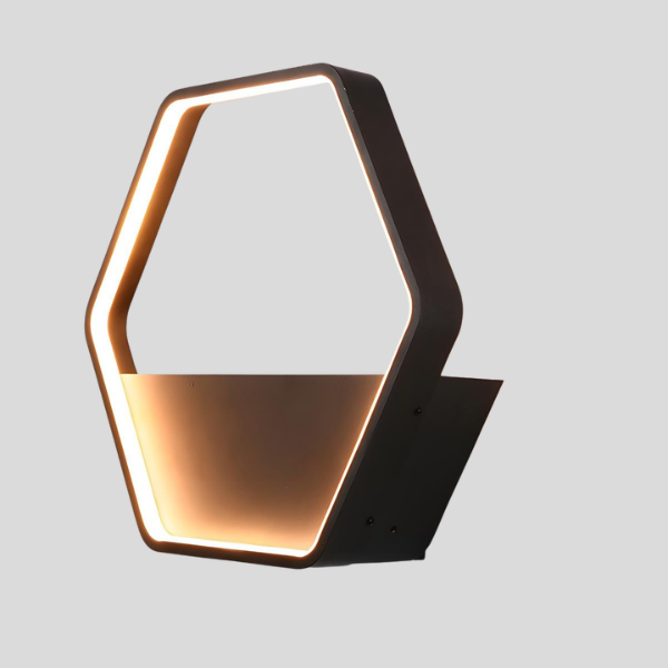 Hexara Geometric Wall Sconce – LED Modern Black Metal Decorative Lighting Living Room Bedroom
