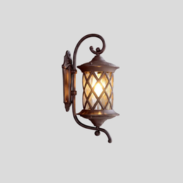 Trellis Scroll Wall Lantern – Outdoor Wall Sconce Decorative Lighting Bronze Lattice Patio Entryway