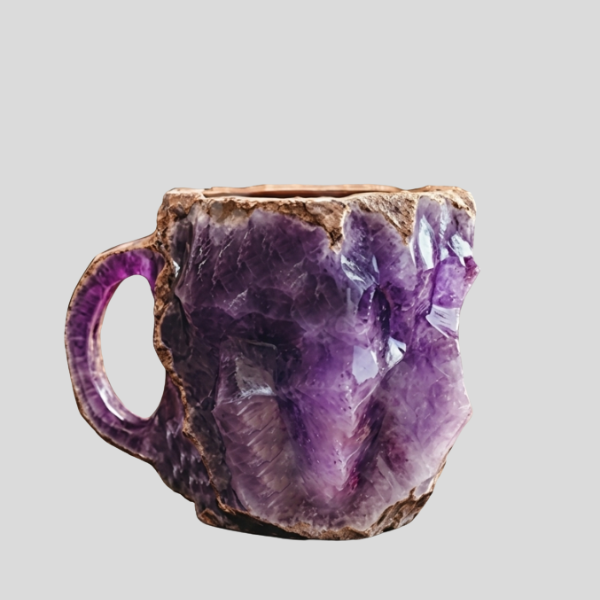 Geode Crystal Mug – Natural Amethyst Purple Resin Coffee Cup Ergonomic Handle Kitchen Drinkware