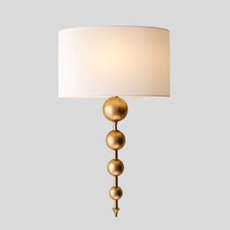 Spheris Orb Wall Sconce – Brass Gold Wall Sconce Bedroom Living Room Decorative Lighting Fabric Shade