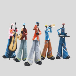 Rhapsody Jazz Band Resin Sculpture Set – Handpainted Musician Figurines Home Decor Living Room Table