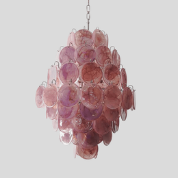 Rosara Disc Chandelier – Pink Glass Pendant Light Dining Room Living Room Decorative Lighting Fixture