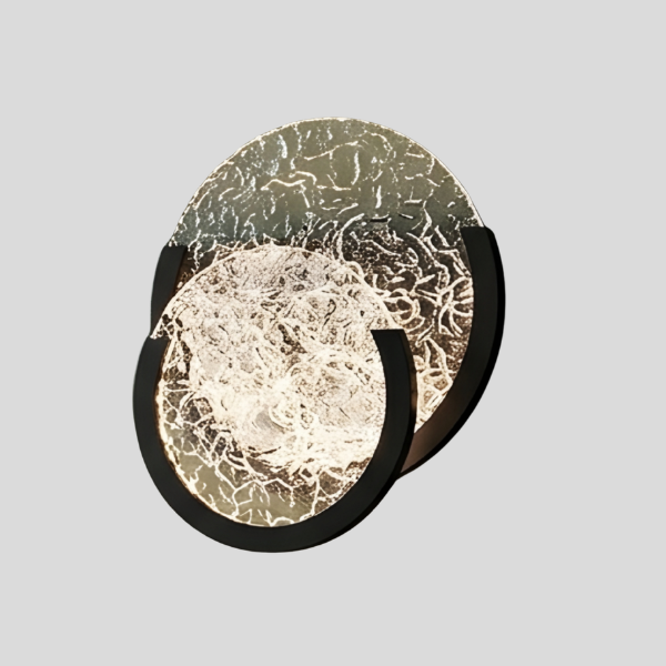 Cravell Moon Wall Sconce – LED Crackle Glass Modern Decorative Bedroom Living Room Lighting Fixture