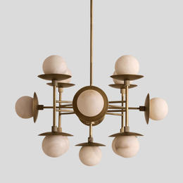 Orbitus Globe Chandelier – Mid Century Modern Brass Glass Ball Pendant Light Dining Room Ceiling