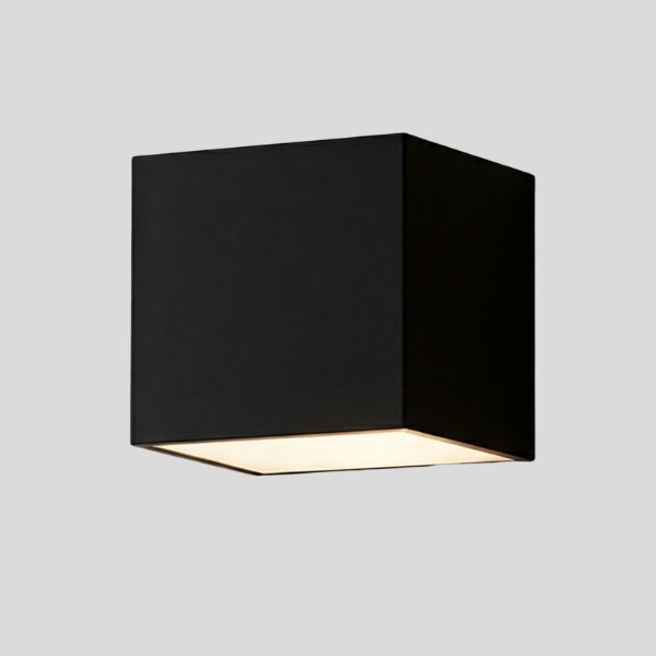 Cubren Cube Wall Sconce – Modern Black Outdoor LED Downlight Waterproof Patio Entryway Decorative Lighting