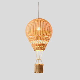 Aerlume Balloon Pendant Light – Handwoven Rattan Hot Air Balloon Ceiling Light Nursery Bedroom Decorative Lighting