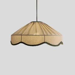 Bewa Scalloped Pendant Light – Fabric Shade Ceiling Hanging Lamp Dining Room Living Room Decorative Lighting
