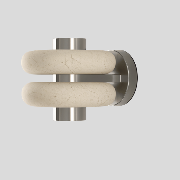 Ardenno Verde Marble Wall Sconce – Modern Decorative Lighting Brushed Nickel Cream Stone Bedroom Living Room