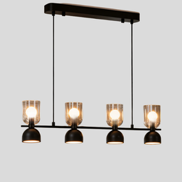 Quova Linear Pendant Light – Black Modern Kitchen Island Chandelier Dining Room Decorative Lighting