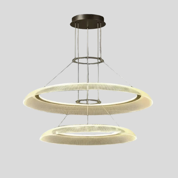 Orbix Dual Ring Chandelier – LED Modern Circular Pendant Light Dining Room Living Room Ceiling Decorative Lighting