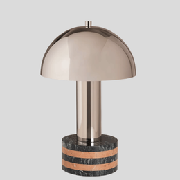Dolara Stone Mushroom Table Lamp – Chrome Dome Marble Base Decorative Lighting Bedroom Living Room
