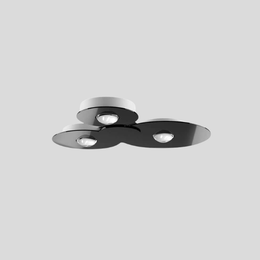 Orbix Tri Ceiling Light – LED Modern Flush Mount Adjustable Disc Black Chrome Kitchen Living Room