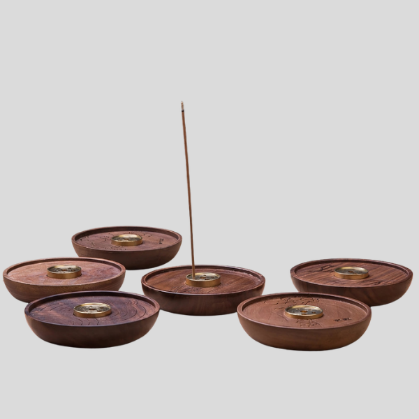 Terracen Wood Incense Holder – Handcrafted Wooden Incense Burner Dish Meditation Yoga Aromatherapy Home Decor