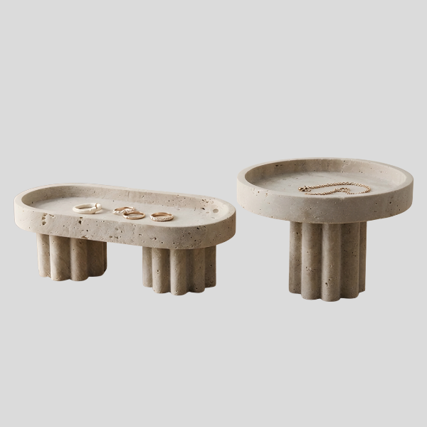 Colvera Concrete Display Tray – Modern Decorative Pedestal Jewelry Organizer Vanity Bathroom Bedroom