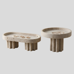 Colvera Concrete Display Tray – Modern Decorative Pedestal Jewelry Organizer Vanity Bathroom Bedroom