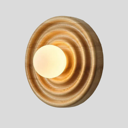 Stratum Ripple Wall Sconce – LED Warm Wood Carved Decorative Lighting Bedroom Living Room