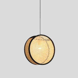 Bexi Woven Round Pendant Light – Rattan Ceiling Lamp Dining Room Kitchen Island Decorative Lighting