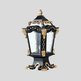 Valcourt Pillar Lantern – Outdoor Decorative Table Lamp Black Gold Victorian Style Lighting Fixture