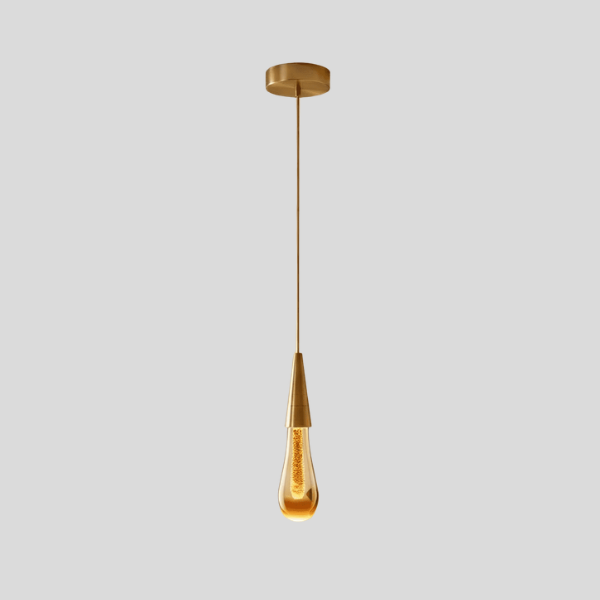 Tavrin Teardrop Pendant Light – Modern Gold Brass Hanging Ceiling Fixture Kitchen Island Dining Room