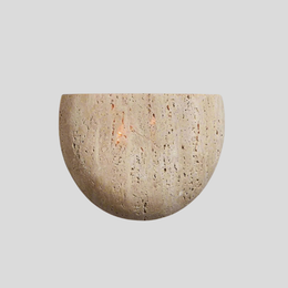 Tivara Bowl Wall Sconce – Travertine Stone Minimalist Modern Decorative Lighting Living Room Bedroom