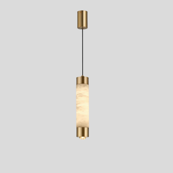 Marvelo Cylinder Pendant Light – Alabaster Brass Modern Decorative Lighting Kitchen Island Dining Room