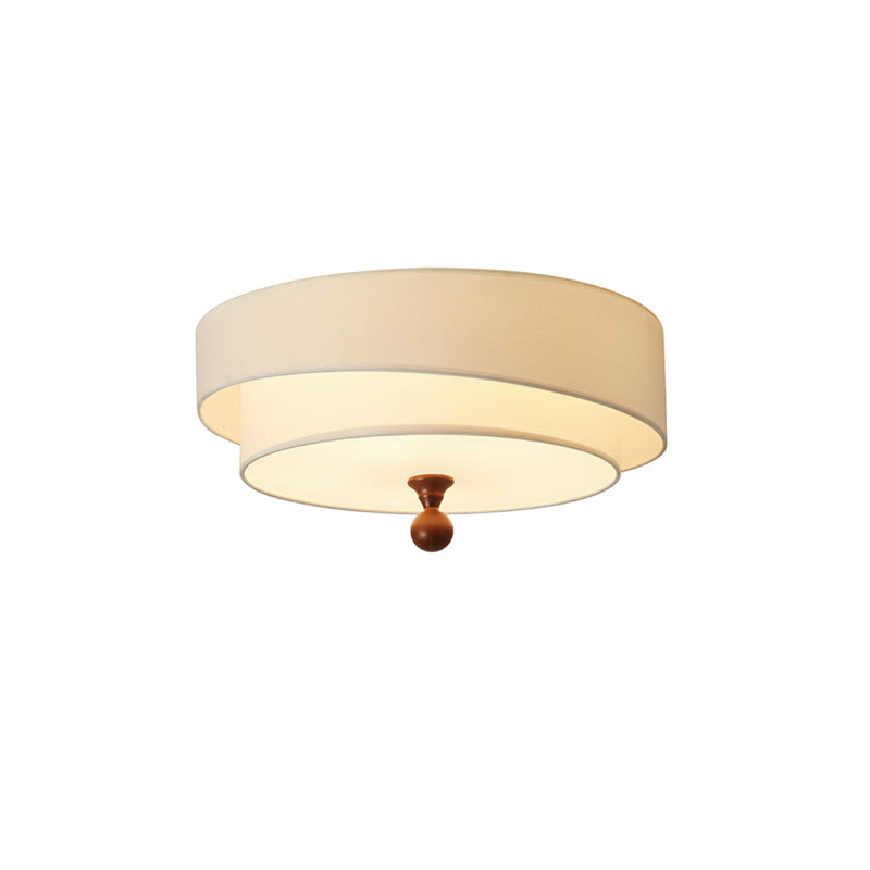 Olvera Drum Flush Mount – Green Fabric Ceiling Light Wood Accent Bedroom Living Room Decorative Lighting