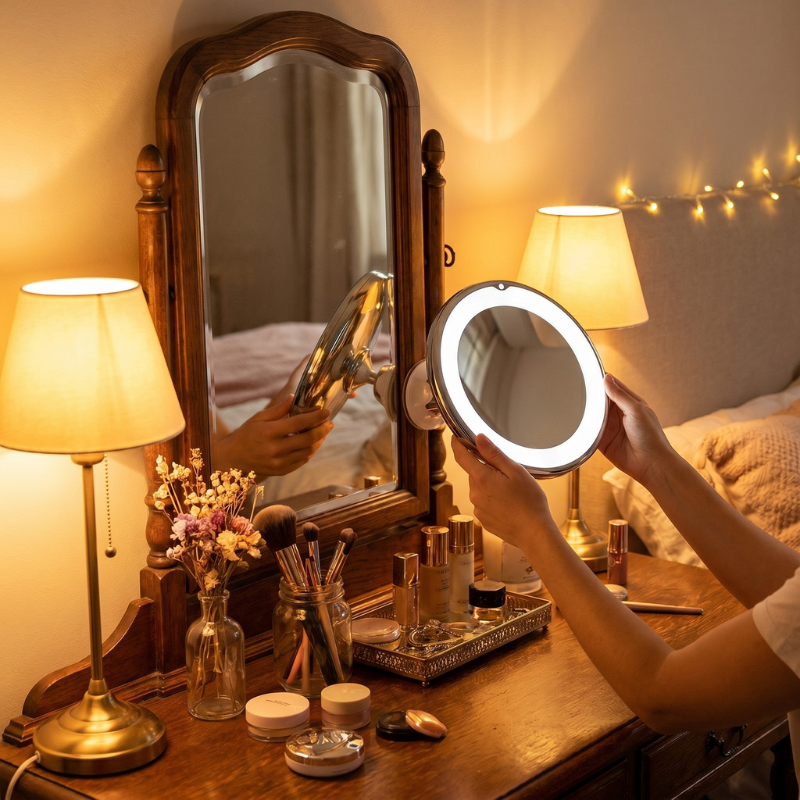 Lumira Vanity Mirror – LED Lighted Magnifying Mirror 10X Magnification Cosmetic Makeup Bathroom