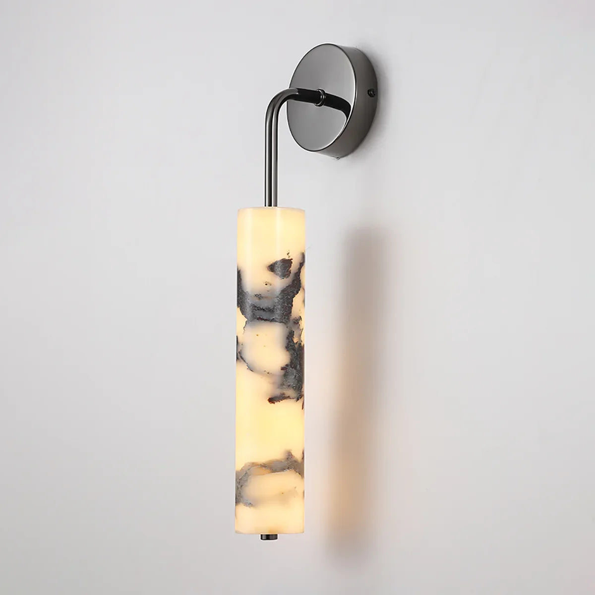 Ivory Marble Cylinder Wall Light - Marble Cylinder Iron Structure Bold Wall Sconce