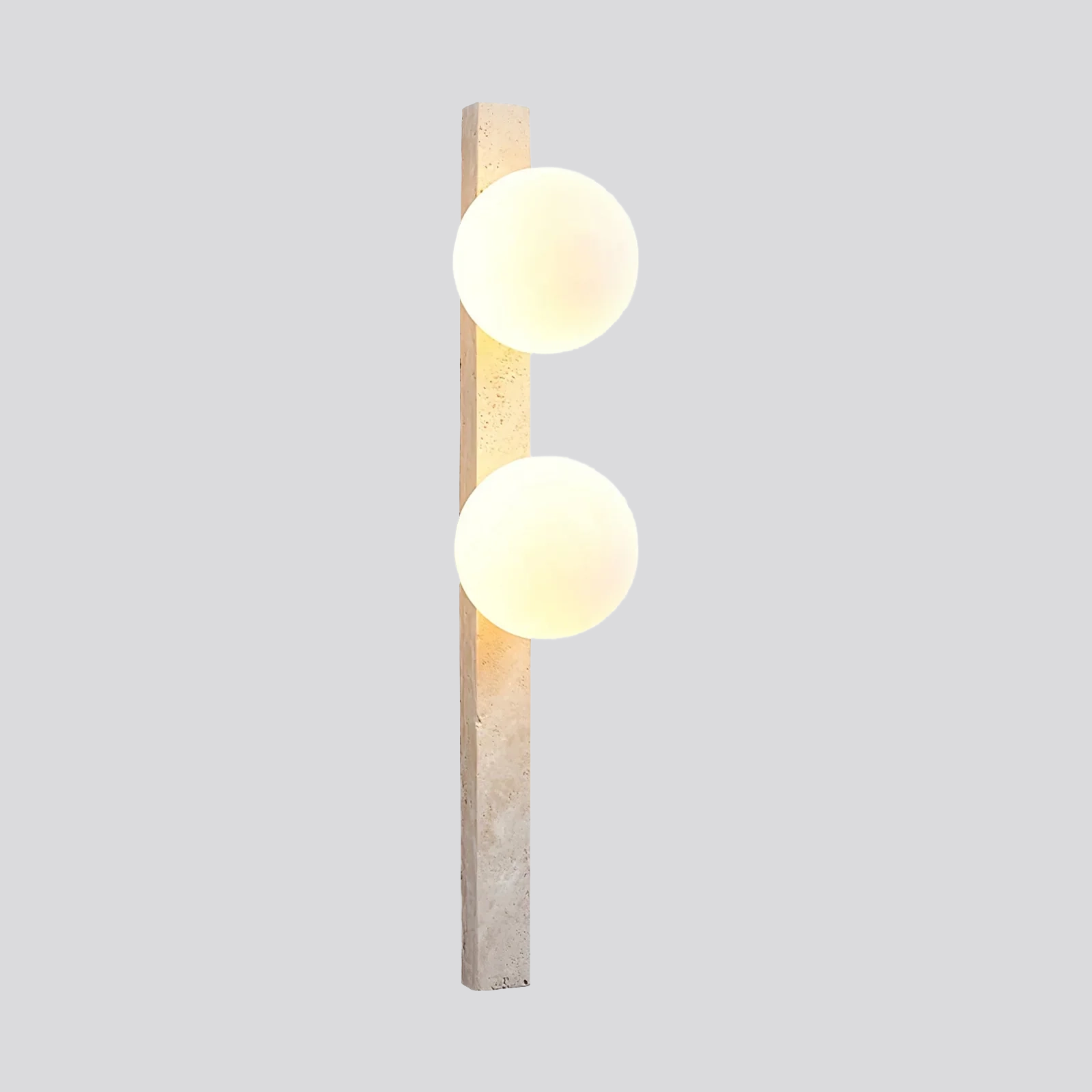 Travertine Sphere Wall Sconce - Vertical Travertine Stone Modern Wall Lighting