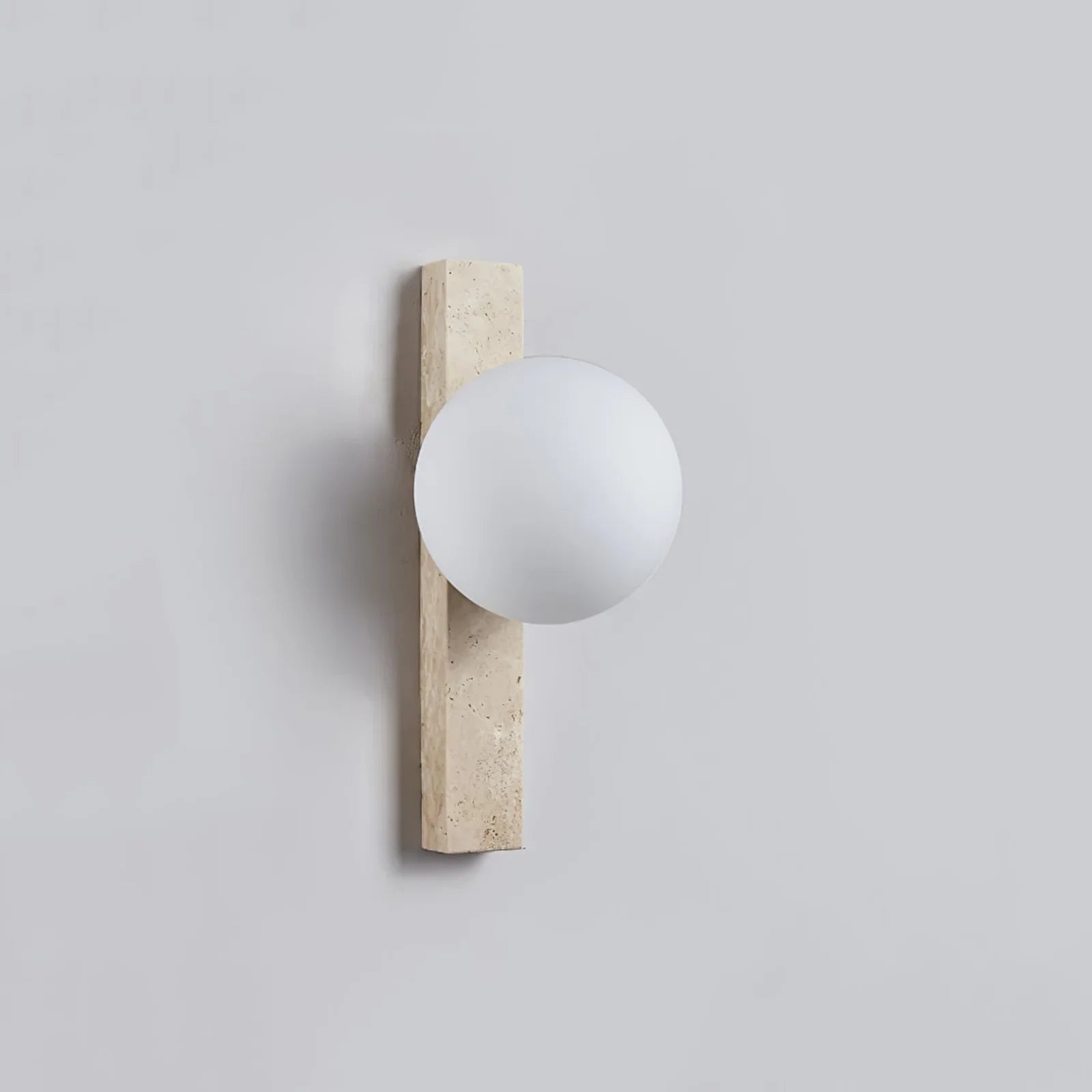 Travertine Sphere Wall Sconce - Vertical Travertine Stone Modern Wall Lighting
