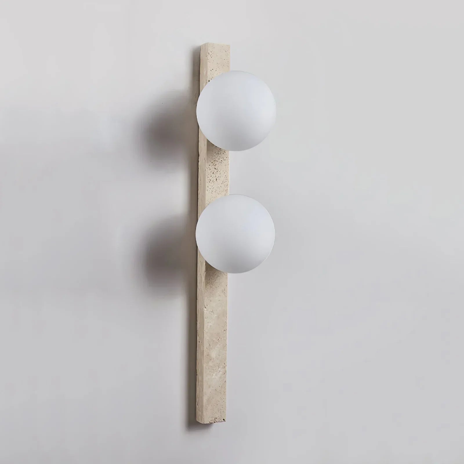 Travertine Sphere Wall Sconce - Vertical Travertine Stone Modern Wall Lighting